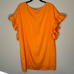 Orange Gianni Bini dress size large ruffle sleeve great for spring and summer